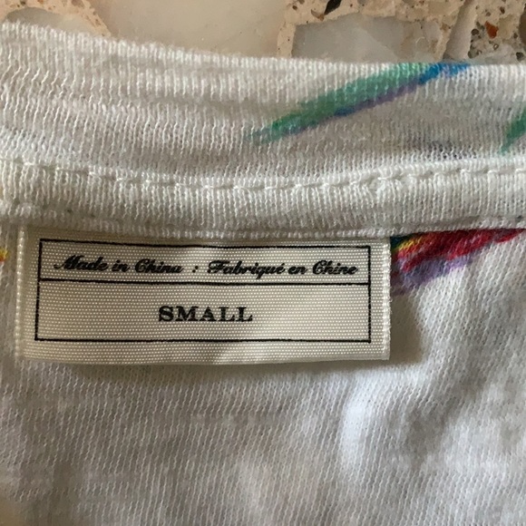 Meadow Rue by Anthropologie White Rainbow Pajaro Bird Print Tee Shirt Small NWOT - Picture 12 of 16